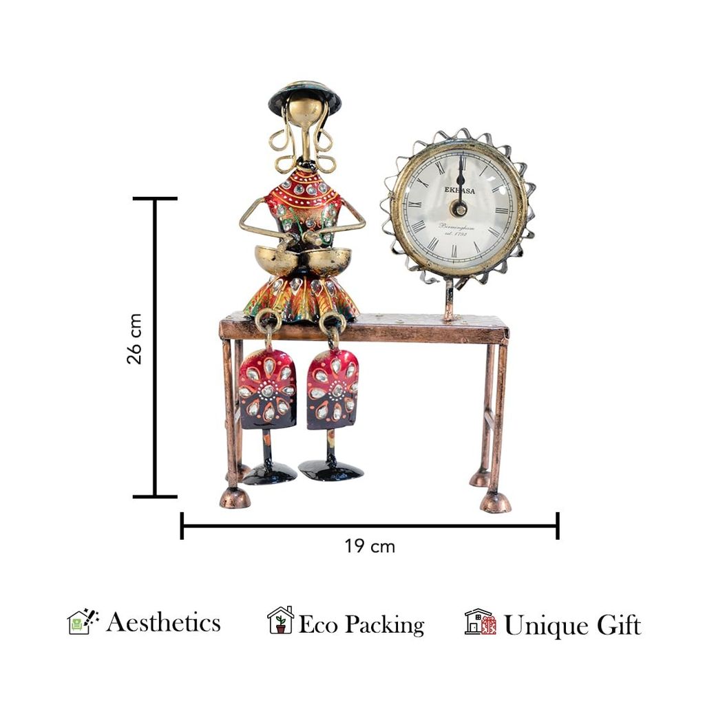 Shree Vishwakarma Handicrafts - Table Clock for Office Desk | Unique Gifts for Office Decoration, Study Table Decor Items | Desk Clock for Birthday Gifts for Husband | Table Clock Time Piece for Home Decor