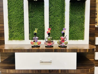 Annu Art - Multicolor Modern Rajasthani Decorative Musician Set of 3 Showpiece, Table Decorative Items for Home,Antique Gift Items, Tv Unit Showpiece, Home Decoration Items (Each Size 5x7 Inch)