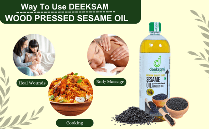 Deeksam Wood Pressed Sesame Oil | Pure Marachekku Nallennai | 100% Natural & Unrefined | Edible Grade