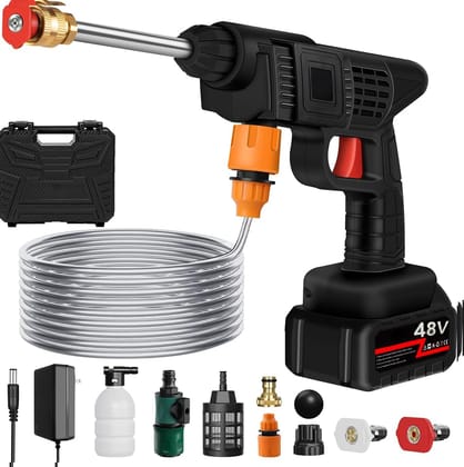 48V Cordless Power Washer, 1600 PSI Electric Pressure Washer with 2000mAh Battery, Portable High Pressure Washer for Car Washing, Home Cleaning 48V Cordless Power Washer, 1600 PSI Electric Pressure Washer with 2000mAh Battery, Portable High Pressure Washer for Car Washing, Home Cleaning