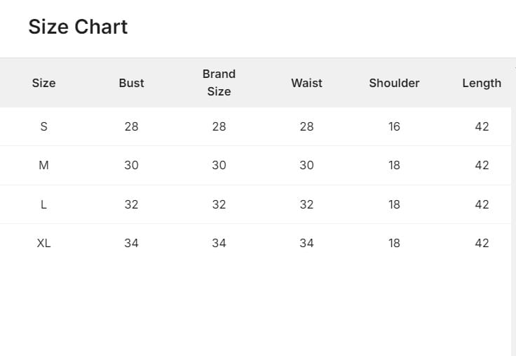 Size Guide Size Guide