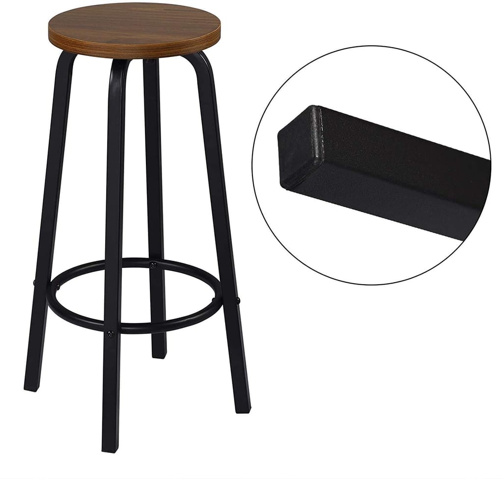 The wood good - Breakfast Kitchen Counter Bar Stool 1 PCS MDF Seat Bar Chairs Metal Legs Barstools Dark Beech High Stools/Bar Stool - Made in India!