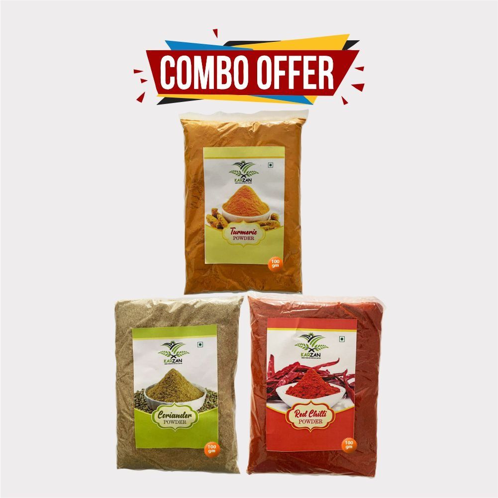 Combo Pack of Red Chilli, Coriander and Turmeric Powder