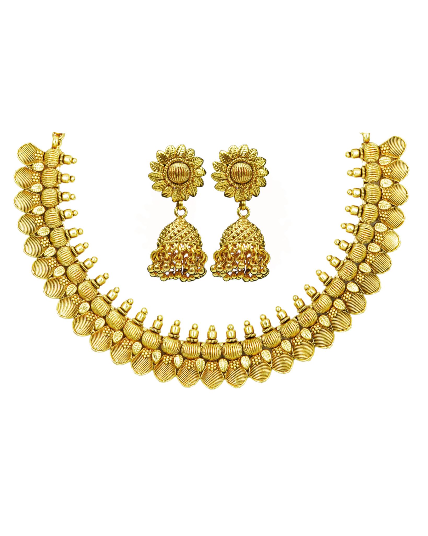 Stunning Antique Gold Plated Traditional Indian Necklace Set with