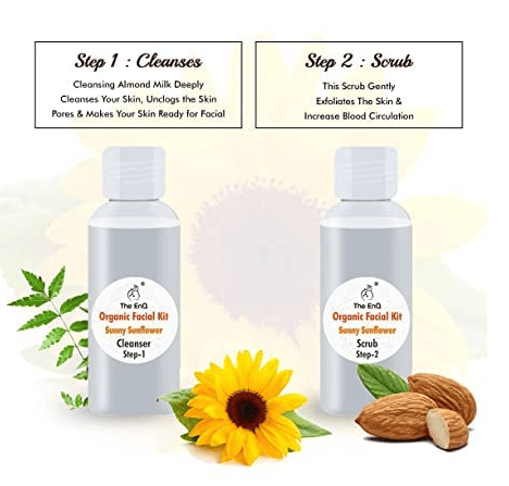Sunny Sunflower Organic Facial Kit 120grams For Glowing Skin | Anti Ageing Facial Kit for Women & Men - Pack of 2