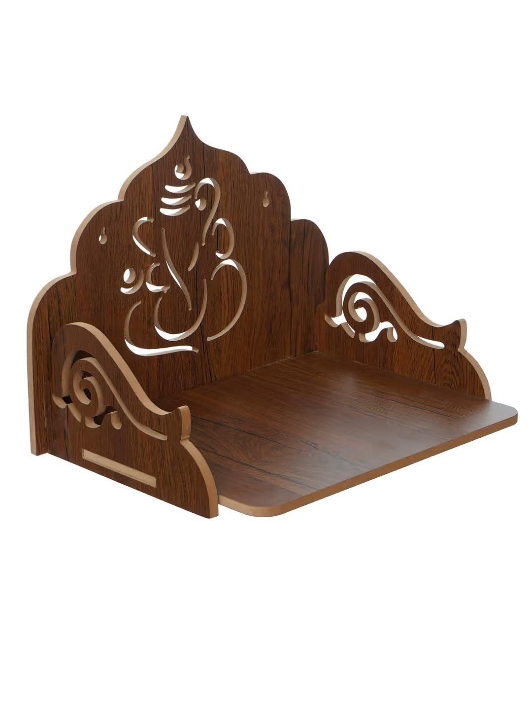 B.T. International Wooden Temple for Home and Office Engineered Wood Pooja Mandir Compact Wall-Mounted Mandir for Living Room Spiritual Home Decor