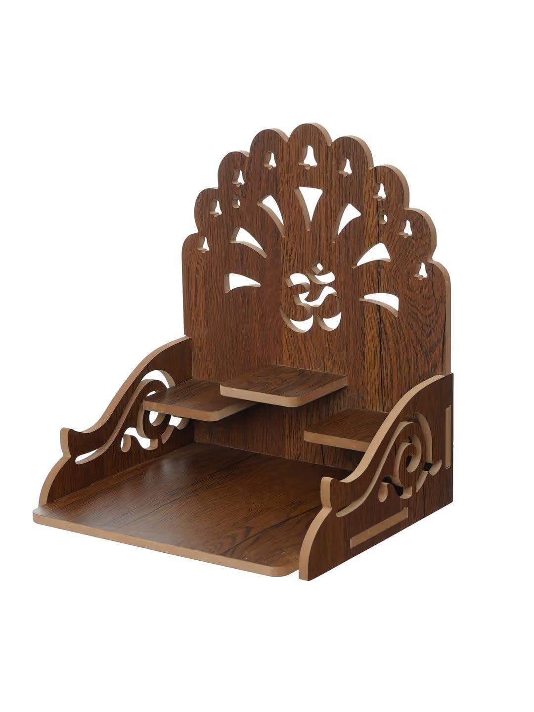 B.T. International  Wooden Temple for Home and Office Engineered Wood Pooja Mandir Compact Wall-Mounted Mandir for Living Room Spiritual Home Decor