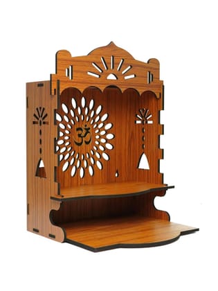 B.T. International Wooden Temple for Home and Office Engineered Wood Pooja Mandir Compact Wall-Mounted Mandir for Living Room Spiritual Home Decor