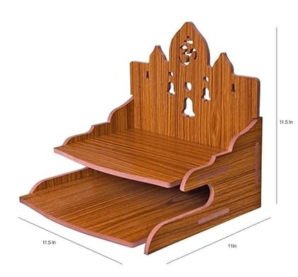 B.T. International Wooden Temple for Home and Office Engineered Wood Pooja Mandir Compact Wall-Mounted Mandir for Living Room Spiritual Home Decor