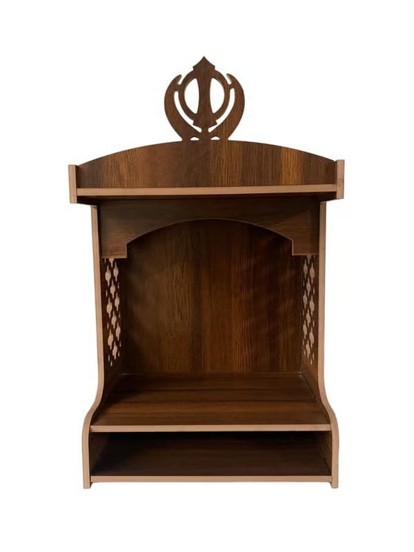 B.T. International Wooden Temple, Wall Hanging Temple, Khanda Temple, Designer Sikh Temple, Wall Mounted Temple for Home Or Office 1 piece