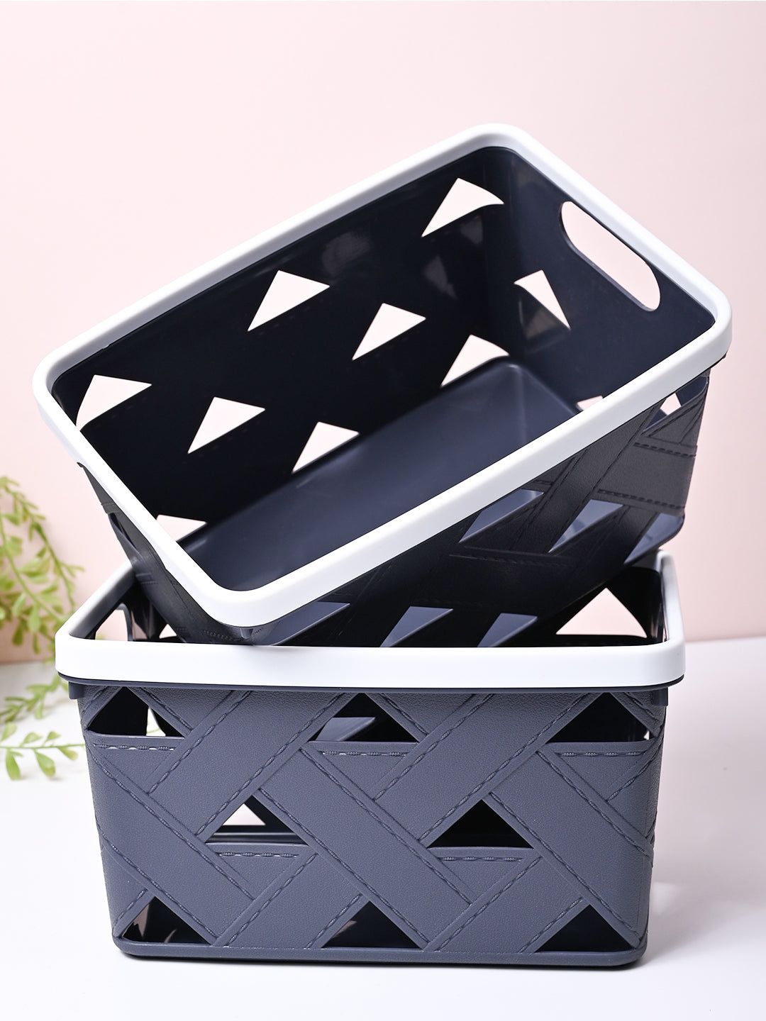 Grey Rectangle Baskets (Set of 2)
