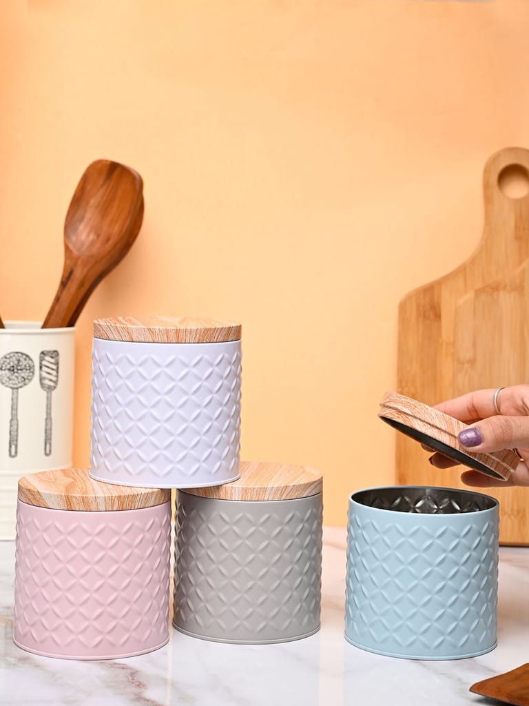 Market99 Jar Set of 4 (785 ml) - Multi Tin Glossy Finish