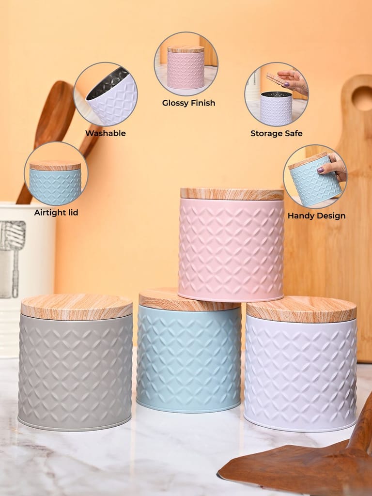 Market99 Jar Set of 4 (785 ml) - Multi Tin Glossy Finish