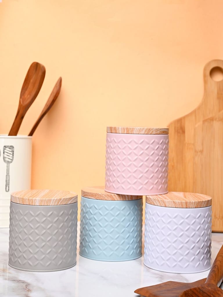 Market99 Jar Set of 4 (785 ml) - Multi Tin Glossy Finish