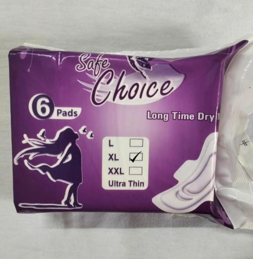  Safe Choice Long Time Dry Maxi Pads with Wings, Ultra Thin, 6 Count (Pack of 1)