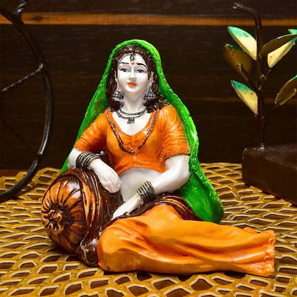Tabassum Bandnani Handicrafts - India Handcrafted Polyresine Rajasthani Lady in Resting Posture for Home Decor