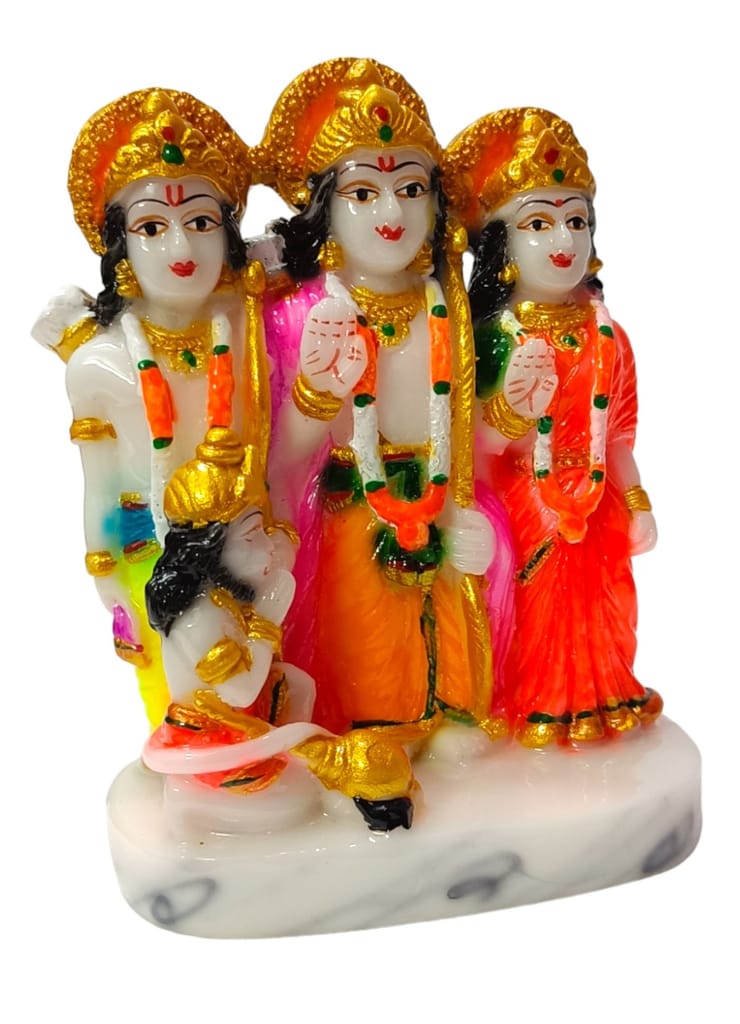 Dev Bhakti Ram Darbar Statue In Marble Ram Darbar Maryada Pursotam, Ram, Seeta, Lakshman Decorative Showpiece - 11 cm (Marble, Multicolor)
