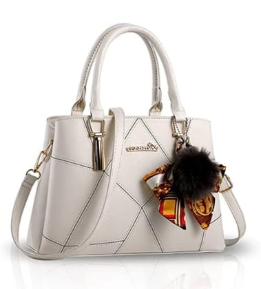 Cream Handbag with long strap (Cream Tie)