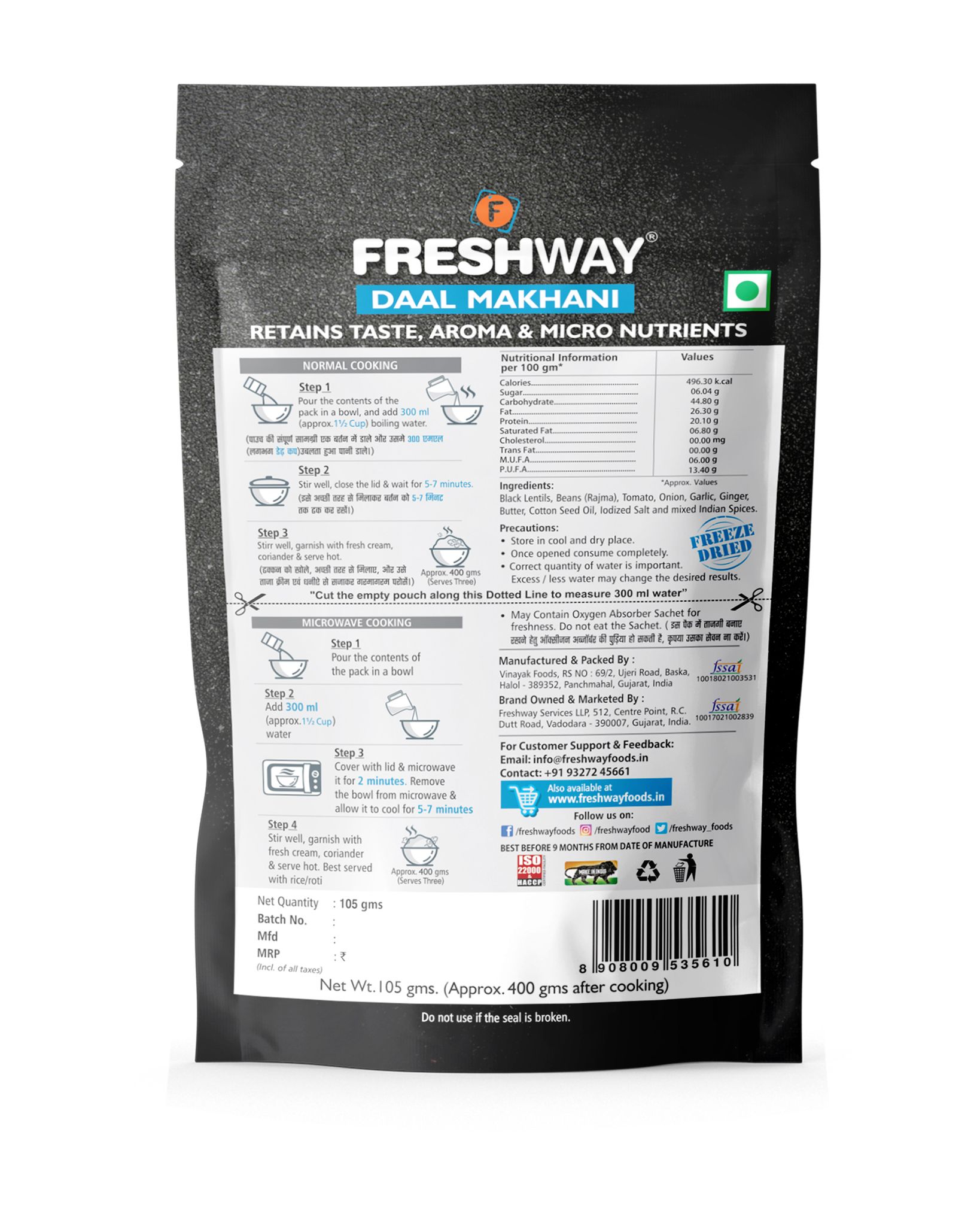 Freshway Daal Makhani Combo Pack of 2 Premium Ready-to-Eat Mix