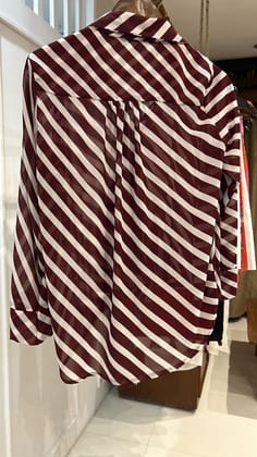 NM by Neha Mehta Cream-Coloured and Brown Regular Shirt Style Top