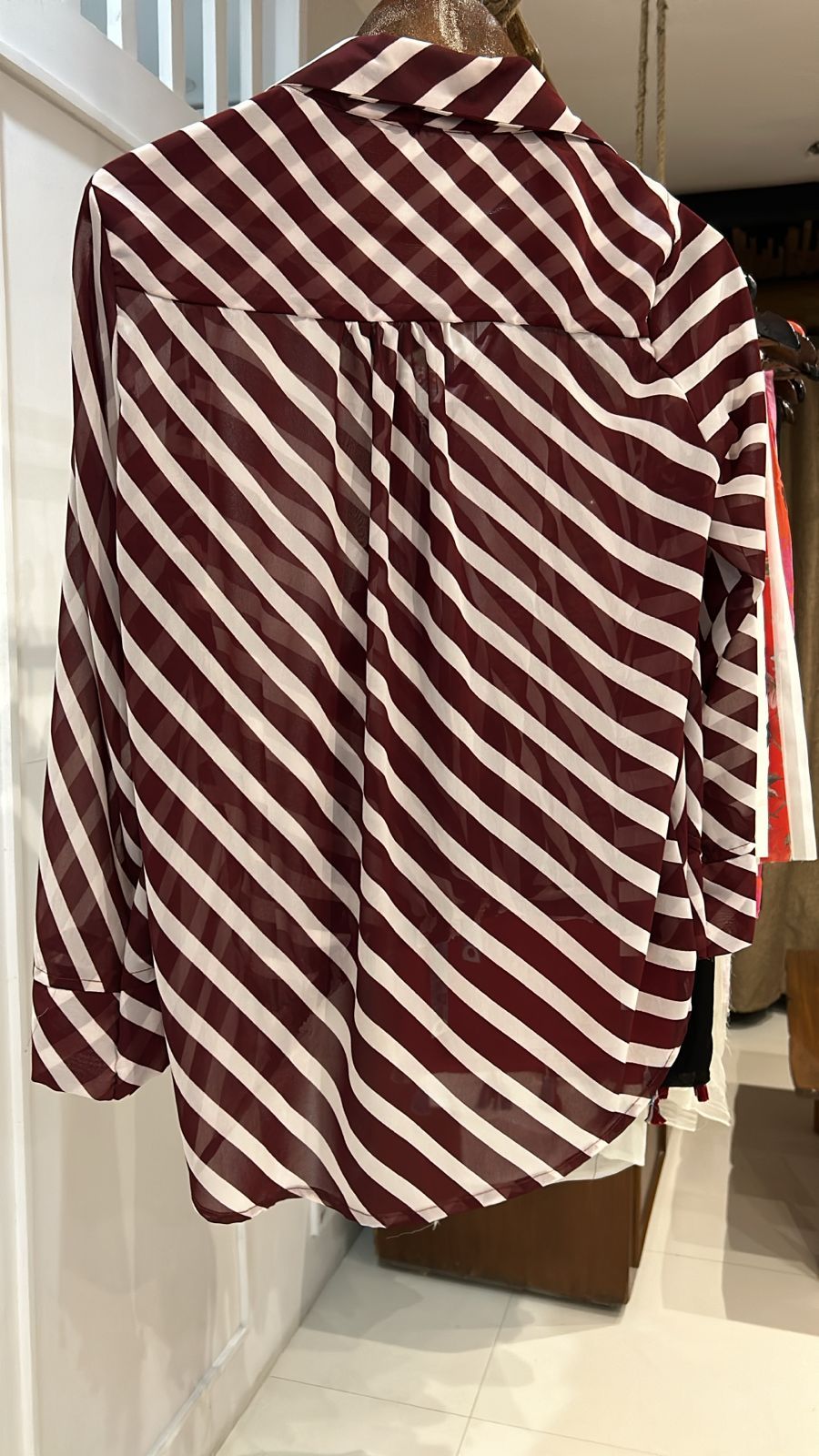 NM by Neha Mehta Cream-Coloured and Brown Regular Shirt Style Top