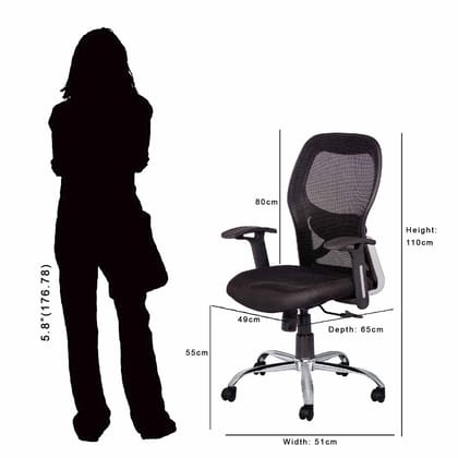 MANGO BLOSSOM BRISBANE MID BACK MESH OFFICE CHAIR BLACK