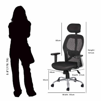 MANGO BLOSSOM BRISBANE HIGH BACK MESH OFFICE CHAIR BLACK