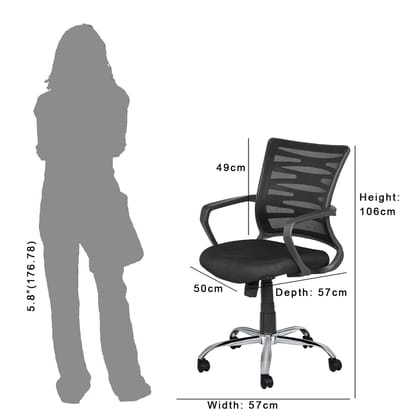 MANGO BLOSSOM DOME MID BACK MESH OFFICE CHAIR BLACK