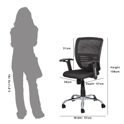 MANGO BLOSSOM ARIZONA MID BACK MESH OFFICE CHAIR BLACK