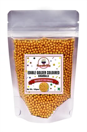 foodfrillz Golden Balls Sugar Sprinkles for Cake Decoration, Single Pack of 100 g. foodfrillz Golden Balls Sugar Sprinkles for Cake Decoration, Single Pack of 100 g.