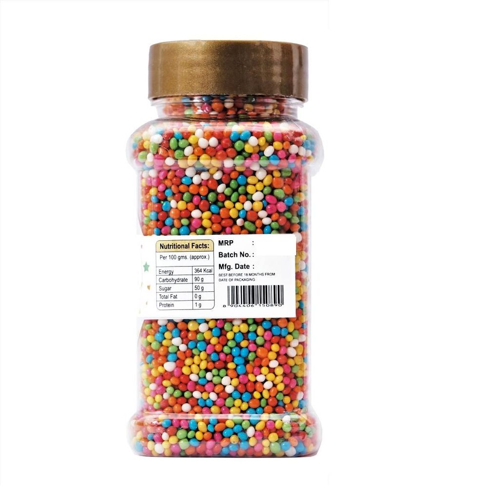 foodfrillz Golden Balls and Multicoloured Balls Sprinkles for Cake Decoration, Combo Pack