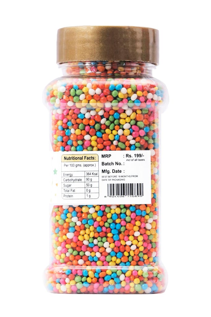 foodfrillz Golden Balls and Multicoloured Balls Sprinkles for Cake Decoration, Combo Pack
