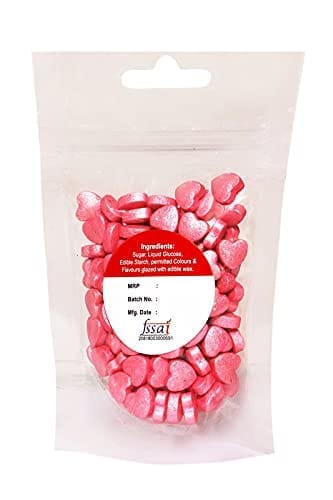 foodfrillz Pink Heart Sprinkles for Cake Decoration,Metalic Finish 50 g