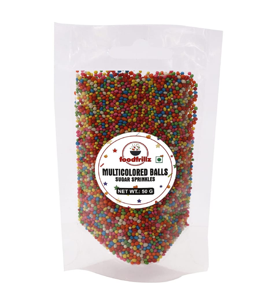 foodfrillz Multicolour Balls Sprinkles for cake decoration, 50 g