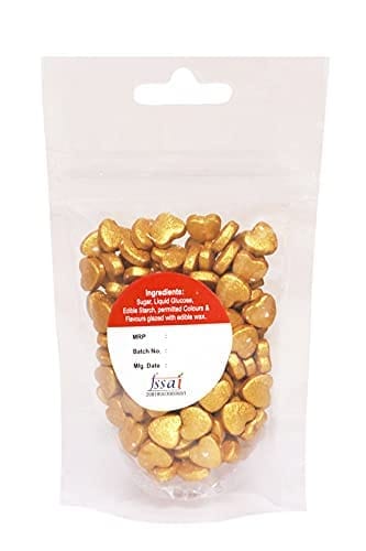 foodfrillz Golden Heart Sprinkles for cake decoration, 50 g