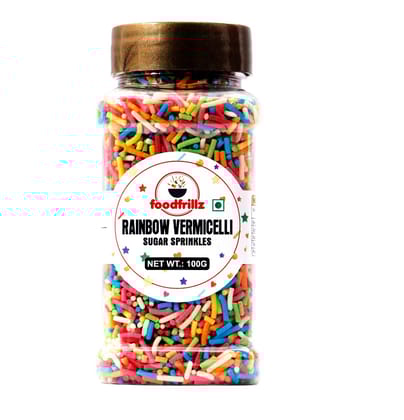 foodfrillz Rainbow Strands, 100 g Vermicelli Sugar Sprinkles for cake decoration