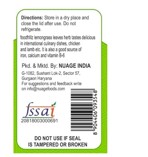 foodfrillz Lemongrass leaves (dried) organic herb