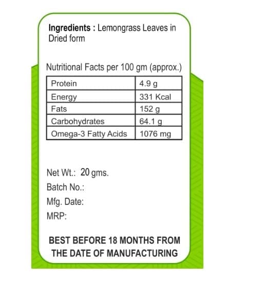 foodfrillz Lemongrass leaves (dried) organic herb