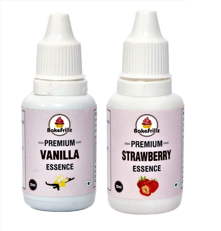 Bakefrillz Food Flavour Essence - Vanilla and Strawberry (20 ml x 2)