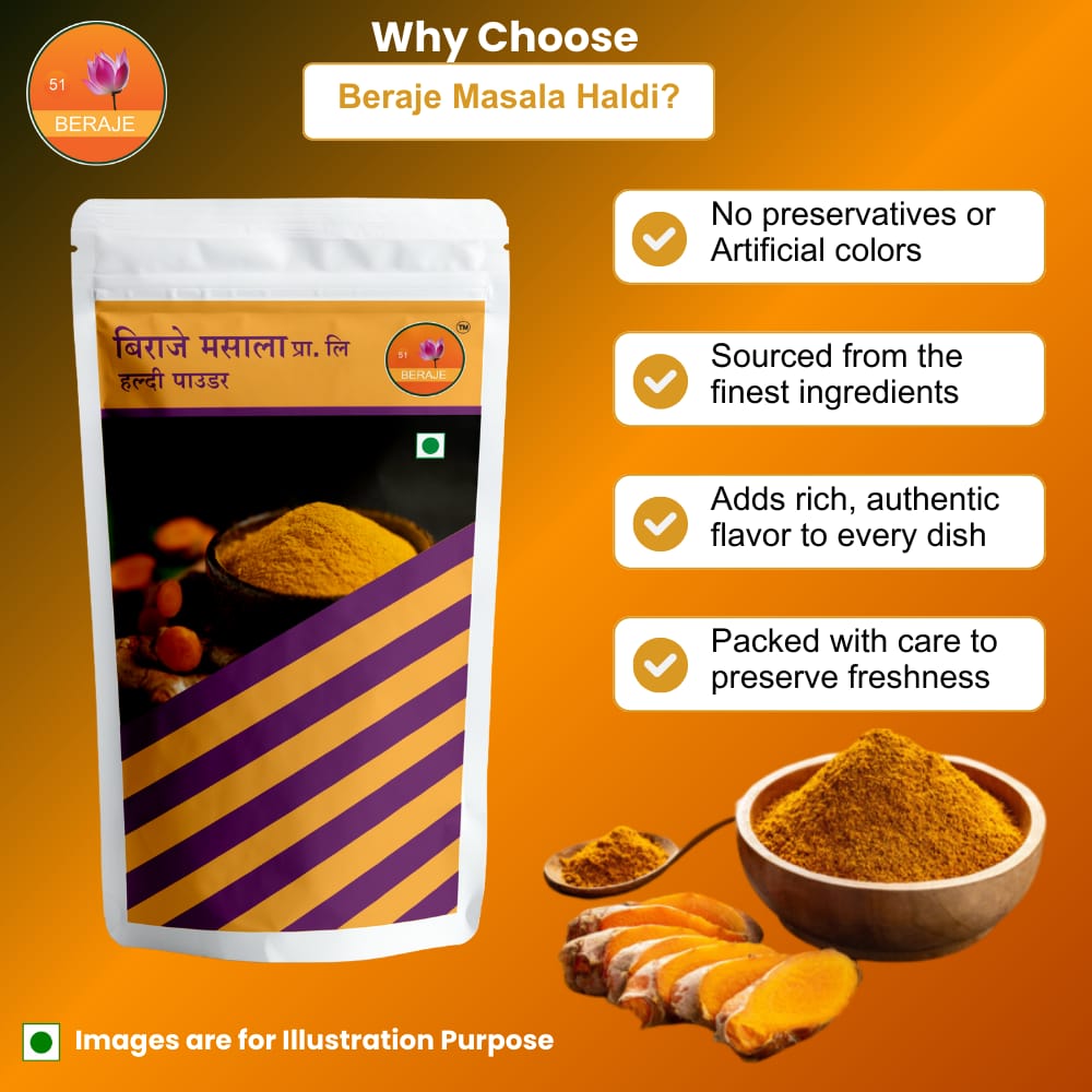 Beraje Masala Organic Turmeric Powder 100g, Haldi Powder