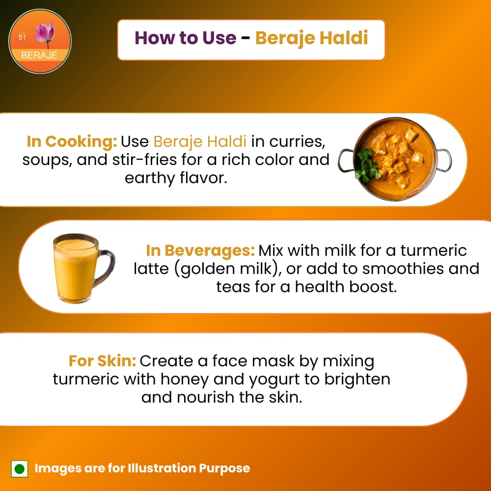 Beraje Masala Organic Turmeric Powder 100g, Haldi Powder