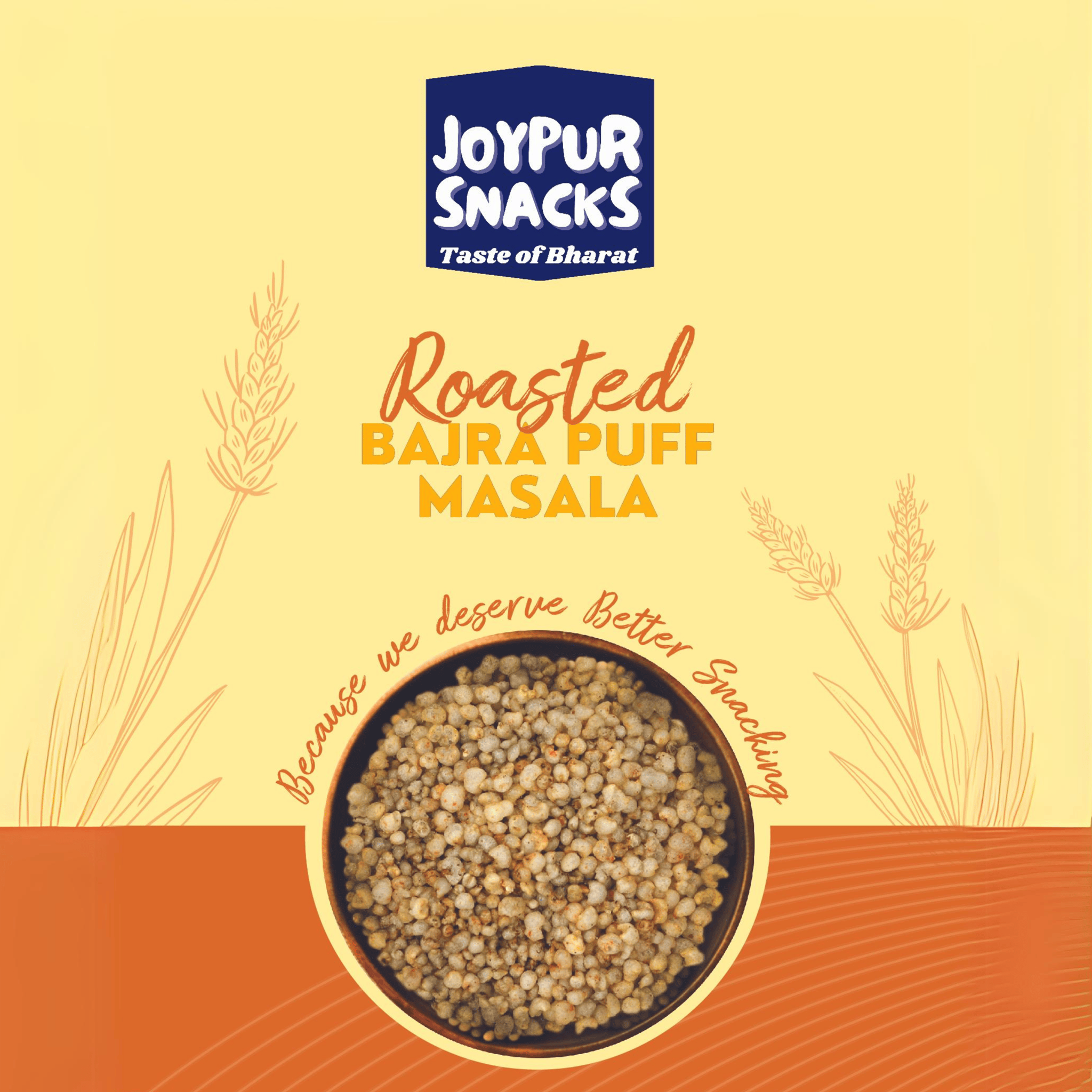 Joypur Snacks Roasted Bajra Puff Masala | Crunchy, Spicy, & Healthy Snack | High Fiber | Gluten-Free | 100g