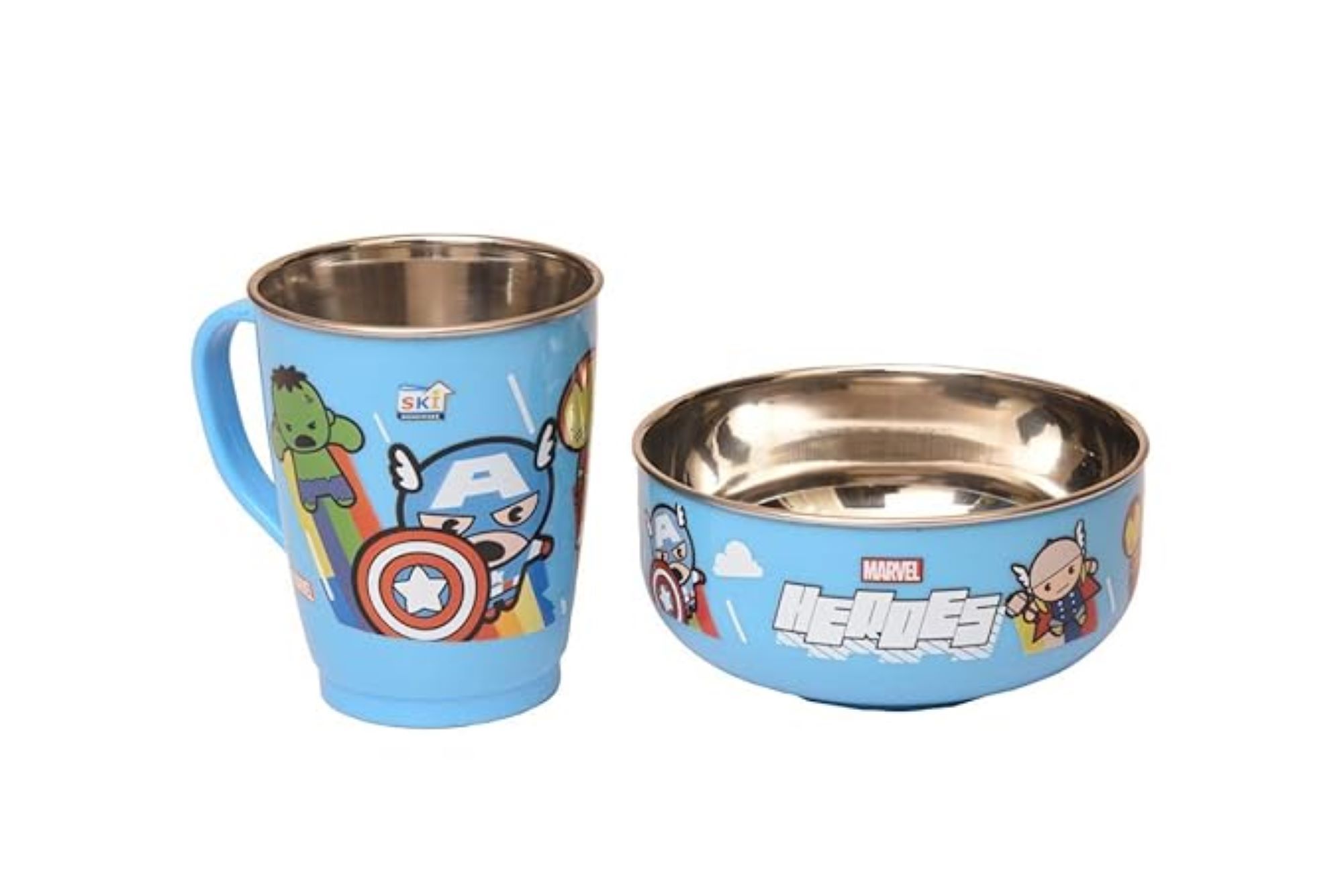 UNMEE Stainless Steel Cartoon Printed Coffee Mug & Blow Set Ideal for Home, Kitchen, Tea, Milk, Coffee, Gifting, Festival, Occasion