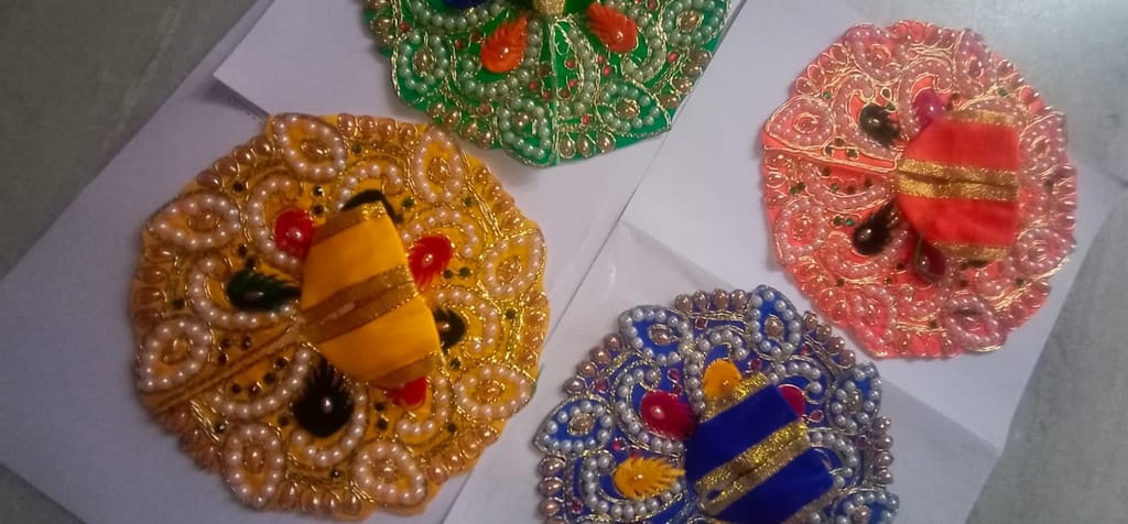 Multicolor Silk and Bukram/Cotton Laddu Gopal Dress Combo of 2.