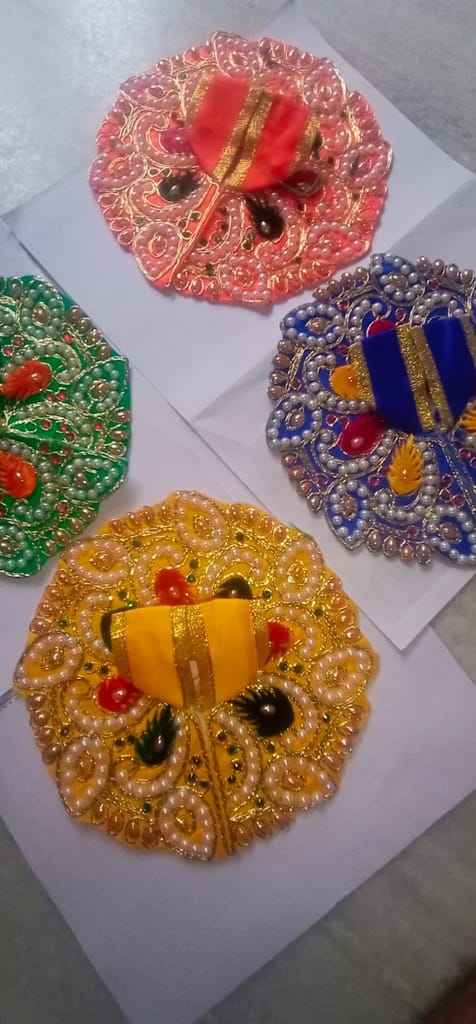 Multicolor Silk and Bukram/Cotton Laddu Gopal Dress Combo of 2.