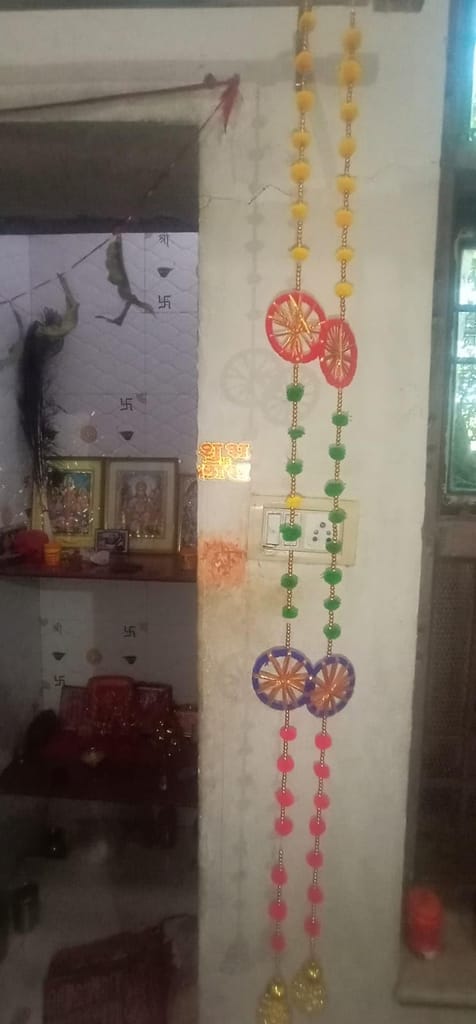 Handcrafted Hanging Pompom Torans for Diwali, Navratri, and Wedding 2 Chakri Wall Hanging Decor.
