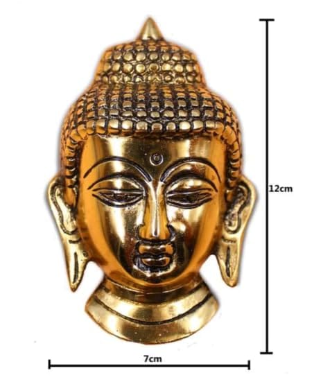 Golden Antique Finish Buddha Face Wall Hanging for Serene Home Decor and Buddhist Gifts.
