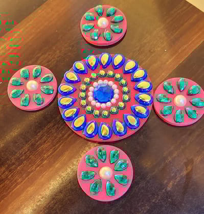 Red Floating Rangoli with 4 Siders Red Floating Rangoli with 4 Siders