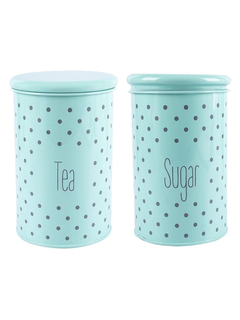 Tea & Sugar Jar - Set Of 2 (Green, Each 900 mL)