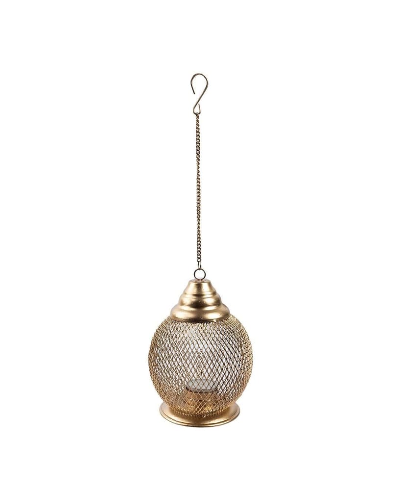 Hanging T-Light Holder, Diwali Décor, Gold, Iron